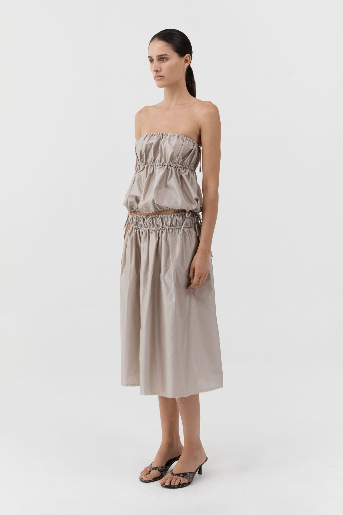 Paper Taffeta Drawstring Skirt - Fog