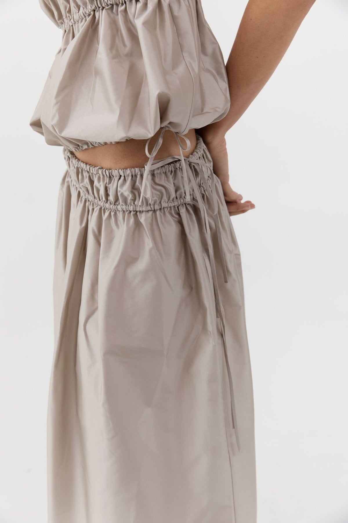 Paper Taffeta Drawstring Skirt - Fog