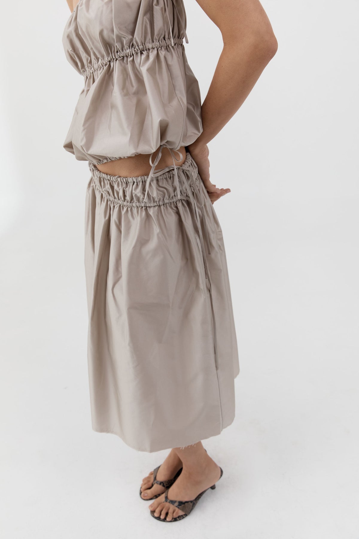 Paper Taffeta Drawstring Skirt - Fog