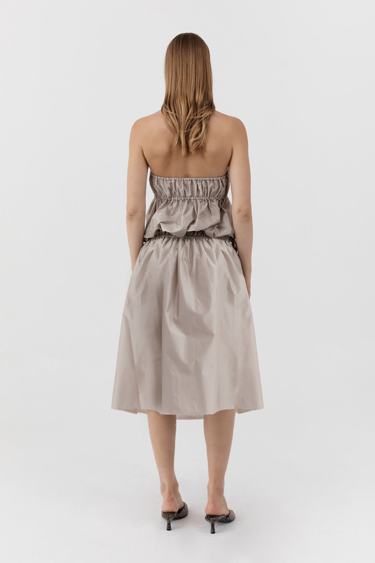 Paper Taffeta Drawstring Skirt - Fog