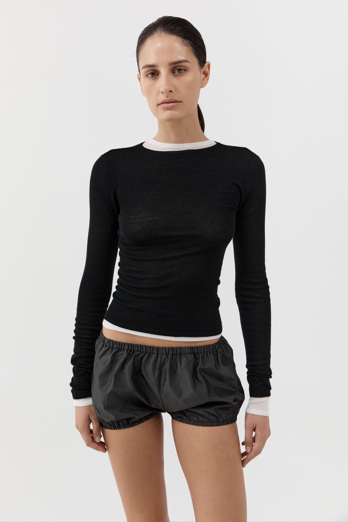 Paper Taffeta Petite Shorts - Dark Vetiver