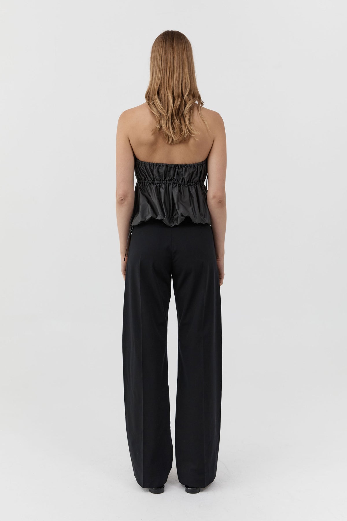 Paper Taffeta Strapless Drawstring Top - Dark Vetiver