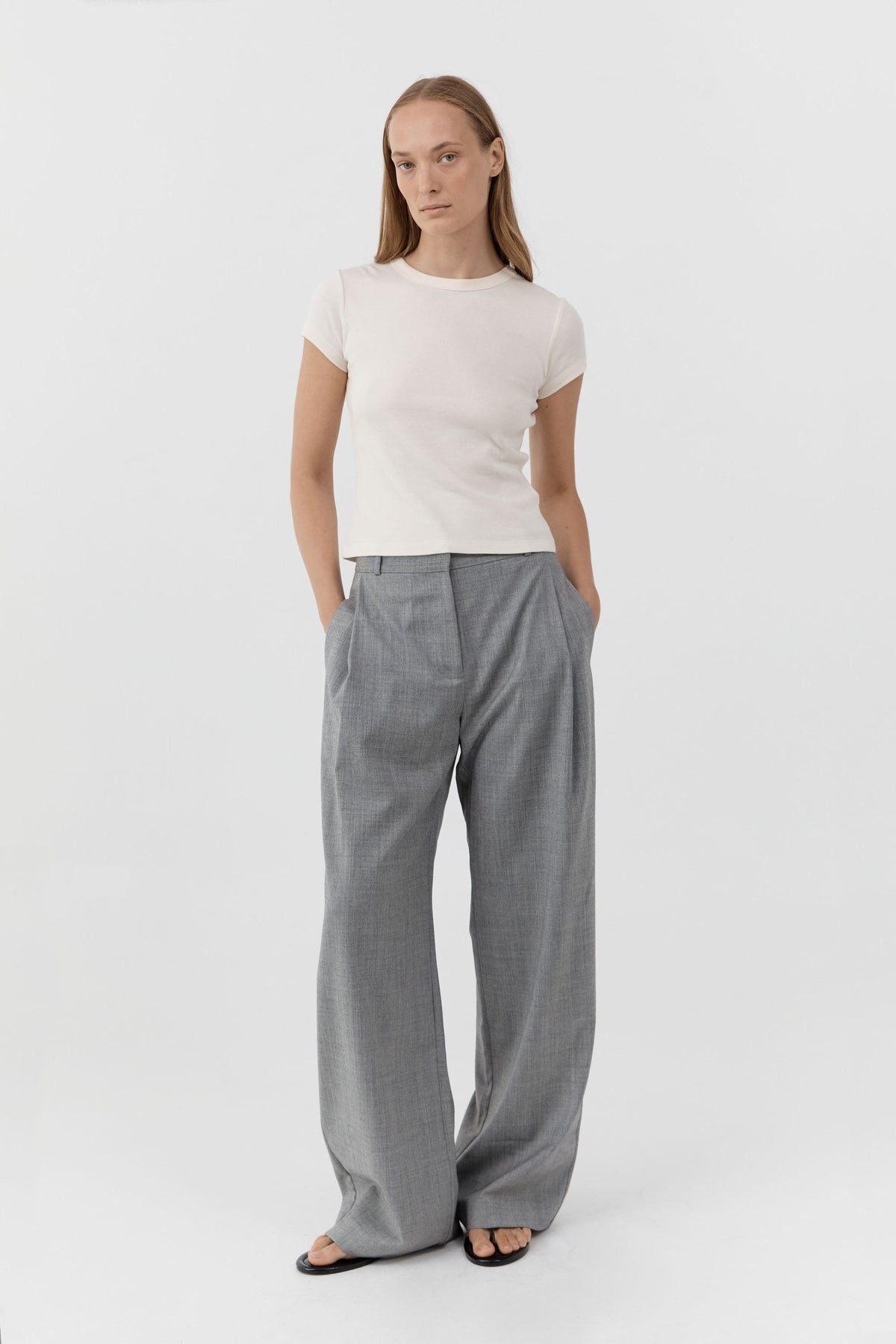 Pleat Slouch Pants - Cobblestone