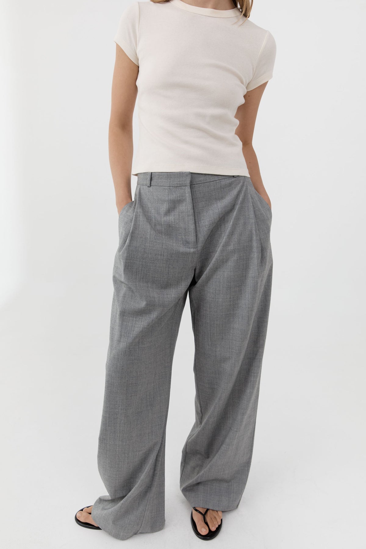 Pleat Slouch Pants - Cobblestone