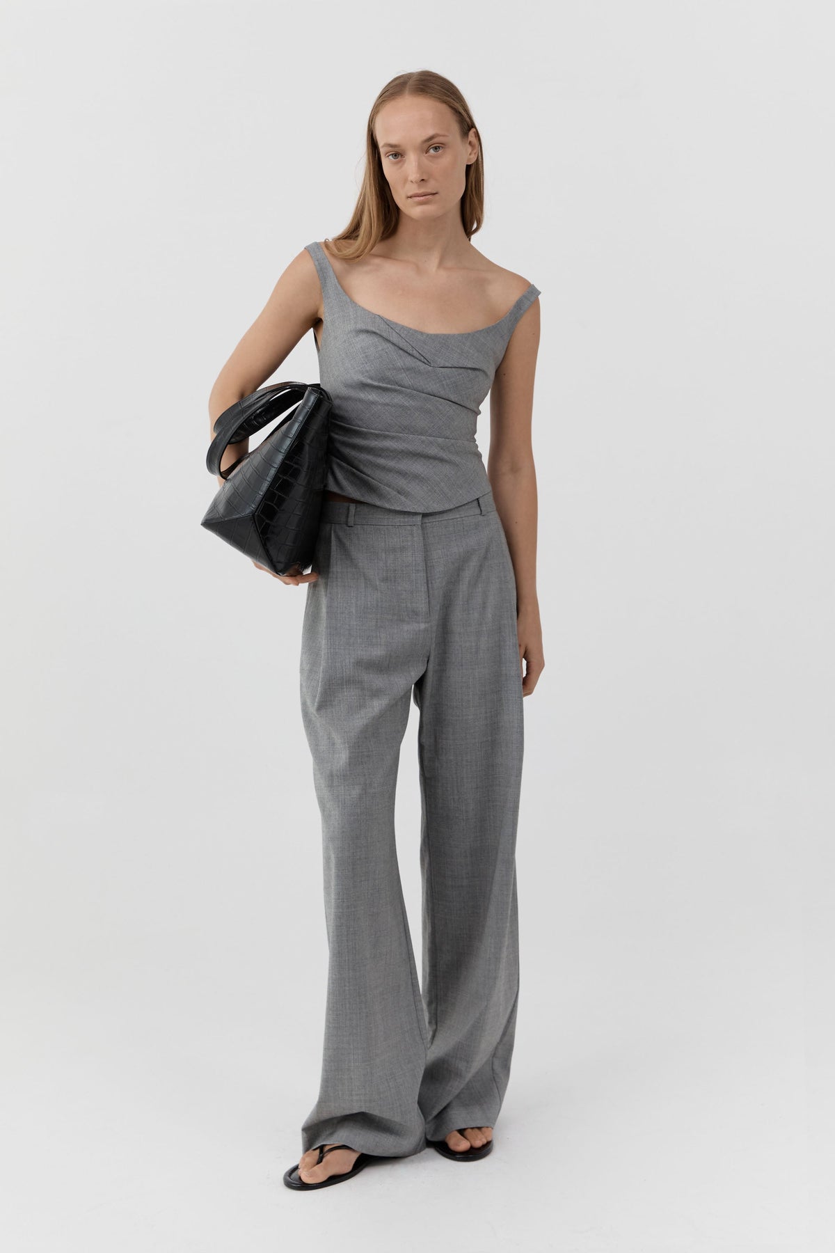 Pleat Slouch Pants - Cobblestone