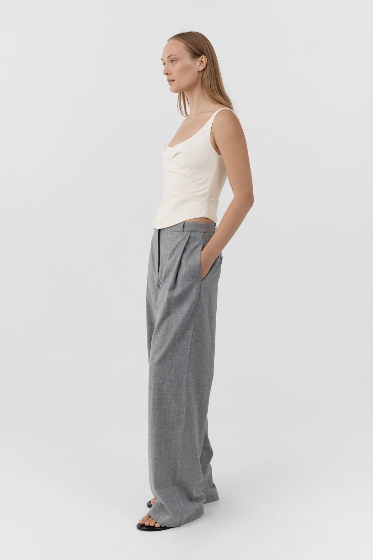 Raw Silk Draped Bodice - Cloud Cream