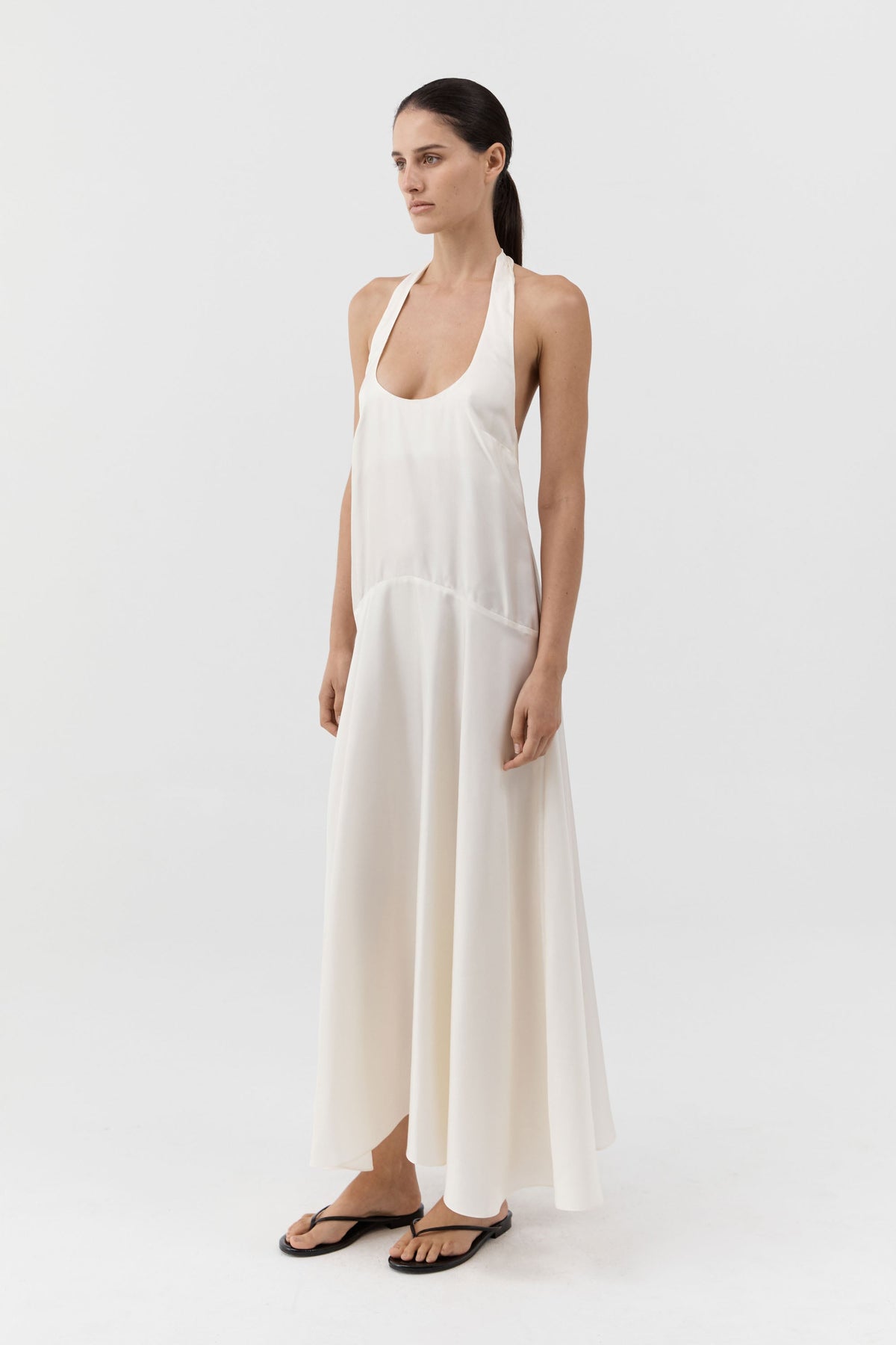 Silk Twill Tassel Halter Dress - Talco