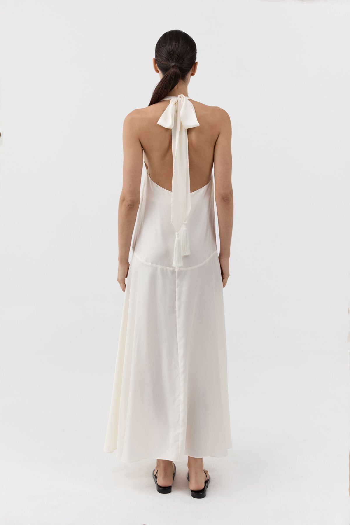 Silk Twill Tassel Halter Dress - Talco