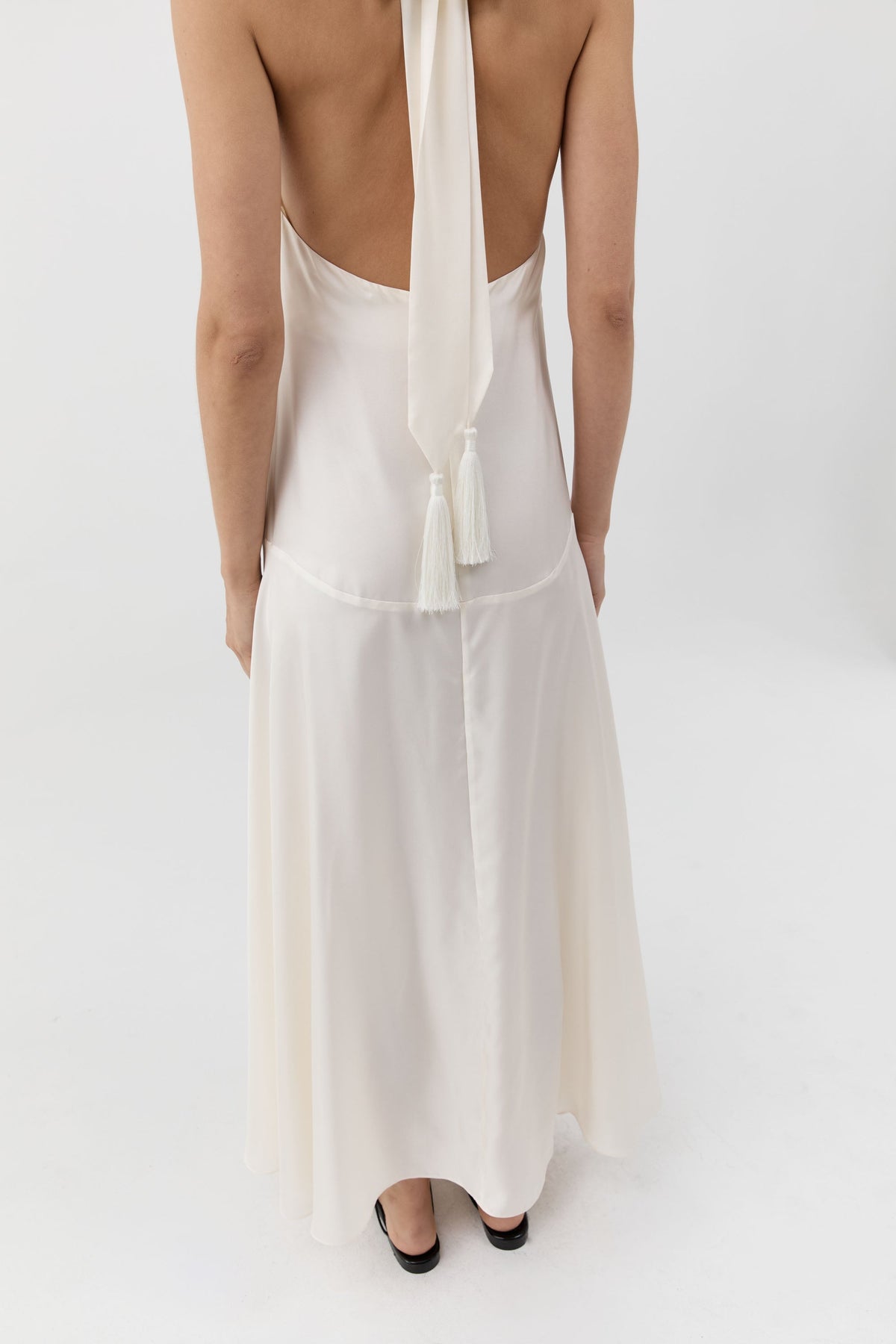 Silk Twill Tassel Halter Dress - Talco