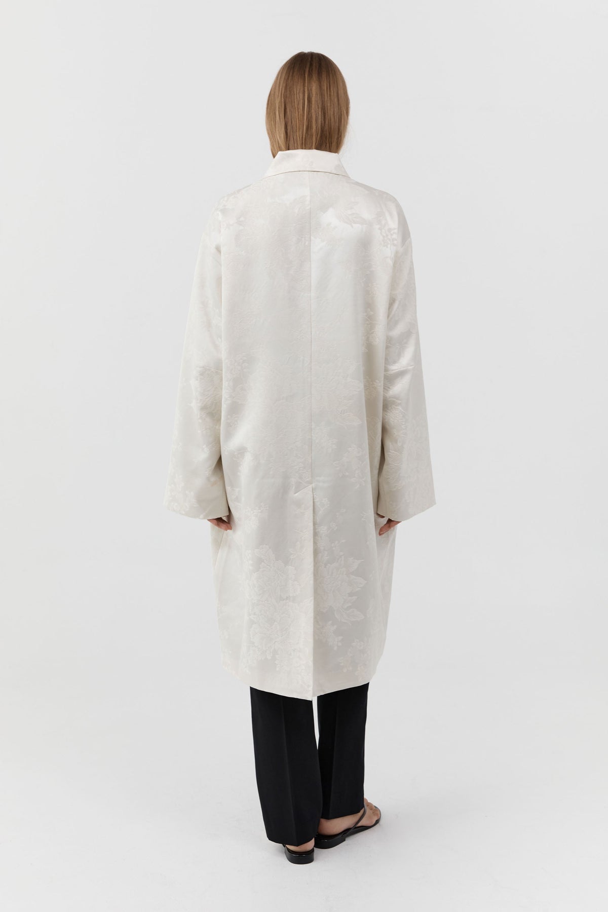 Silk Wool Jacquard Coat - Talco
