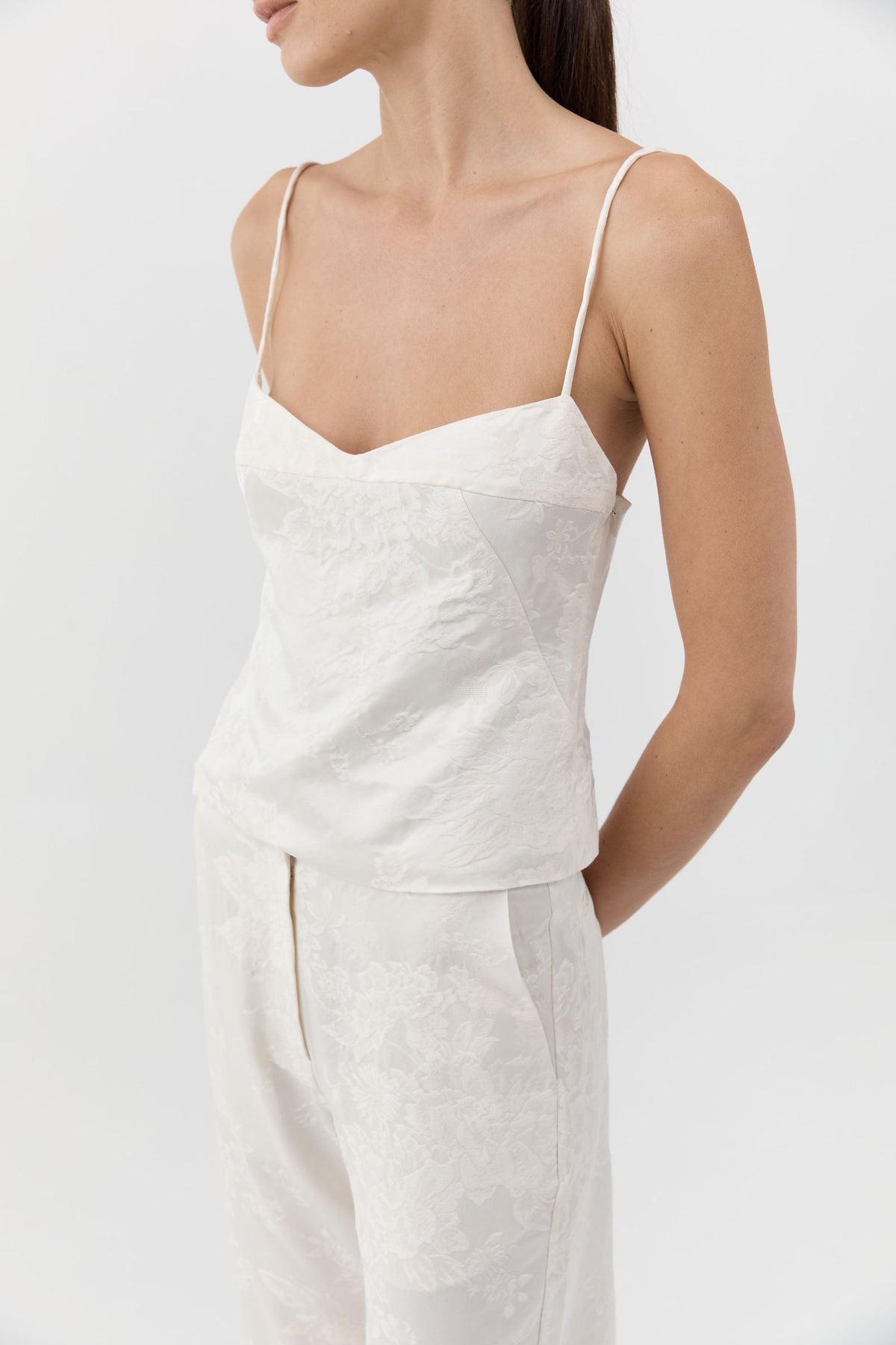 Silk Wool Jacquard Minimal Pants - Talco