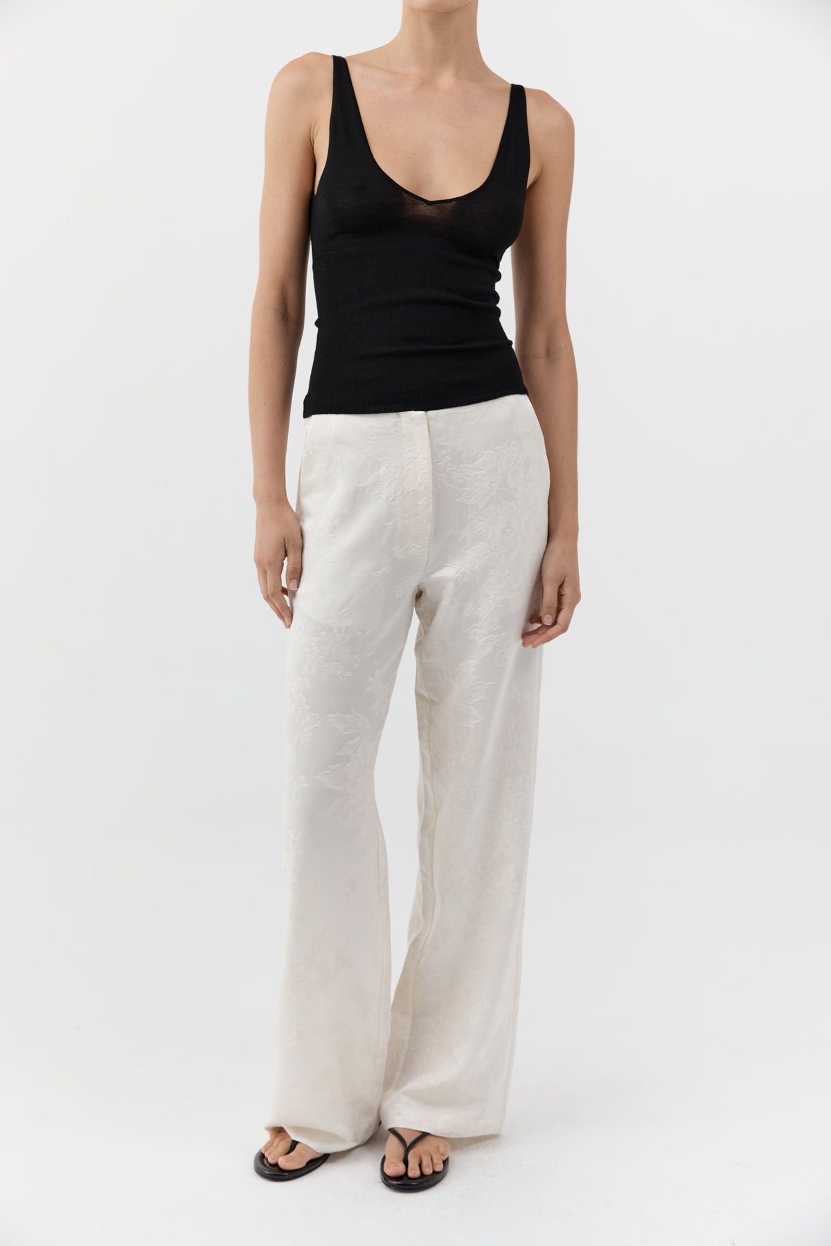 Silk Wool Jacquard Minimal Pants - Talco