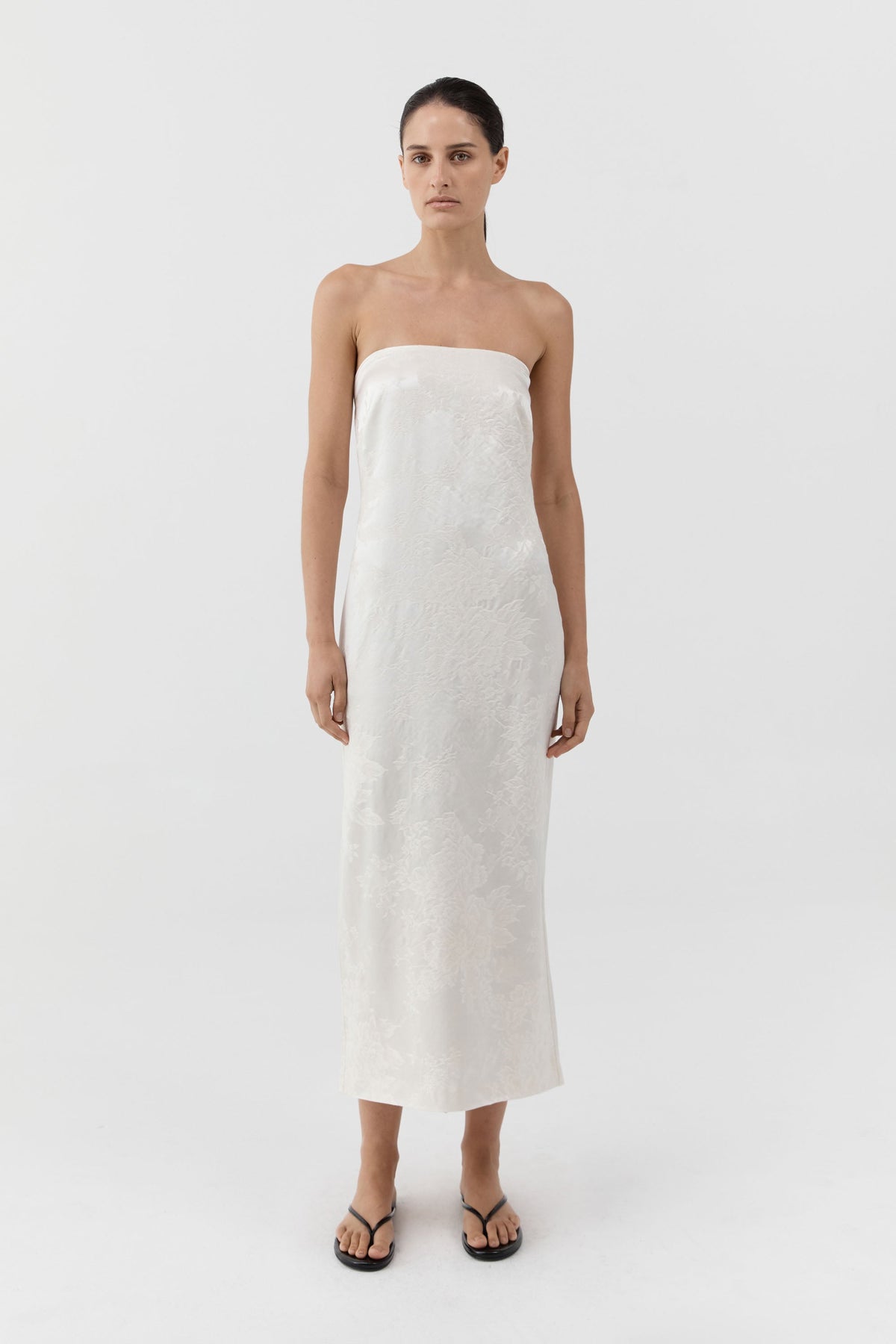 Silk Wool Jacquard Strapless Dress - Talco