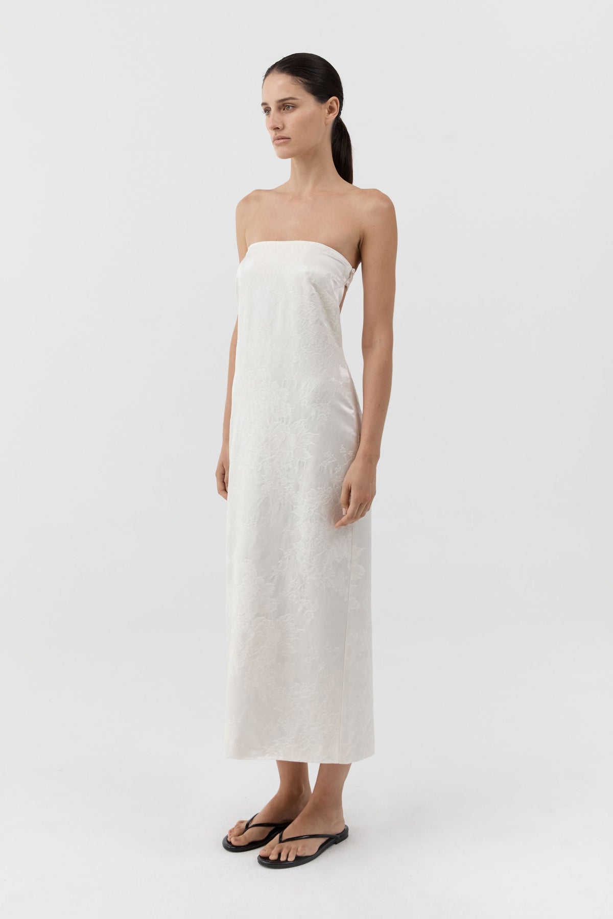 Silk Wool Jacquard Strapless Dress - Talco