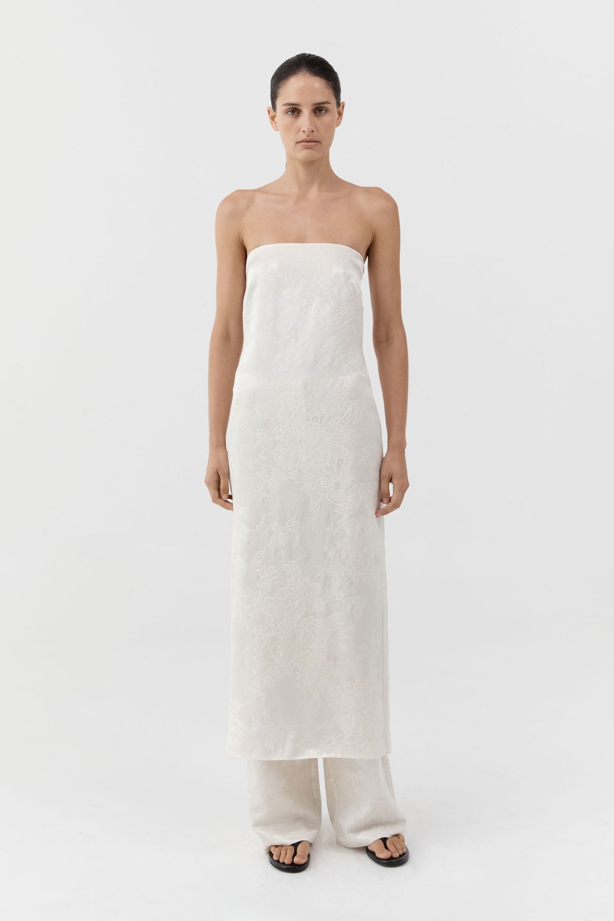 Silk Wool Jacquard Strapless Dress - Talco