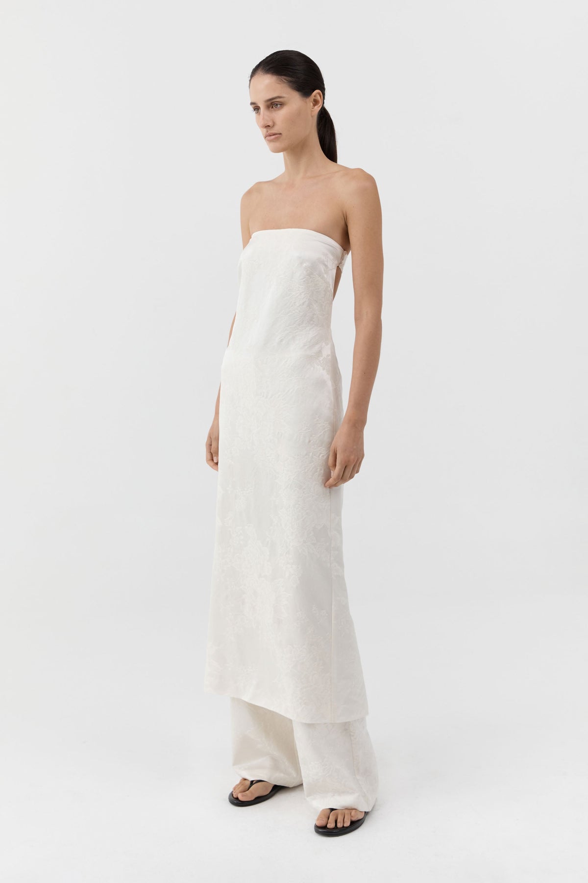 Silk Wool Jacquard Strapless Dress - Talco