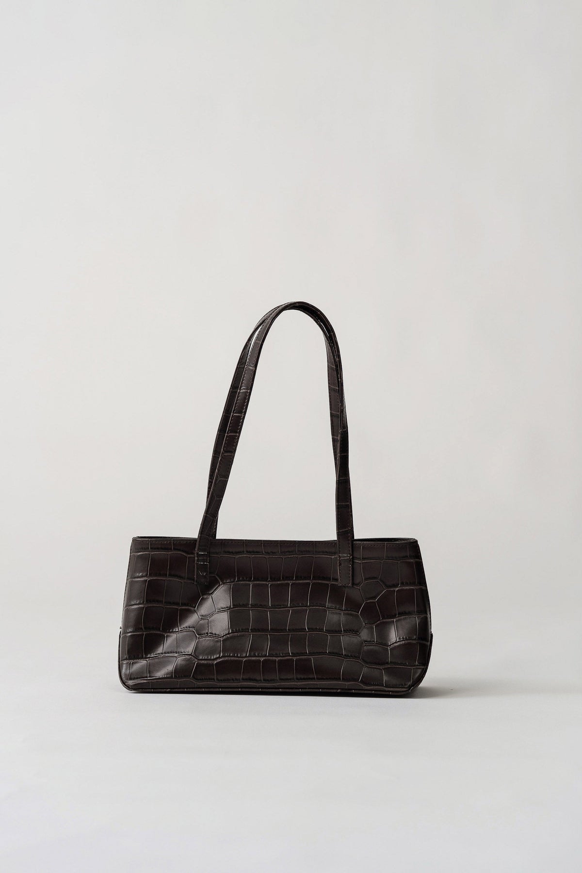 Slim Shoulder Bag - Croc Embossed Coffee