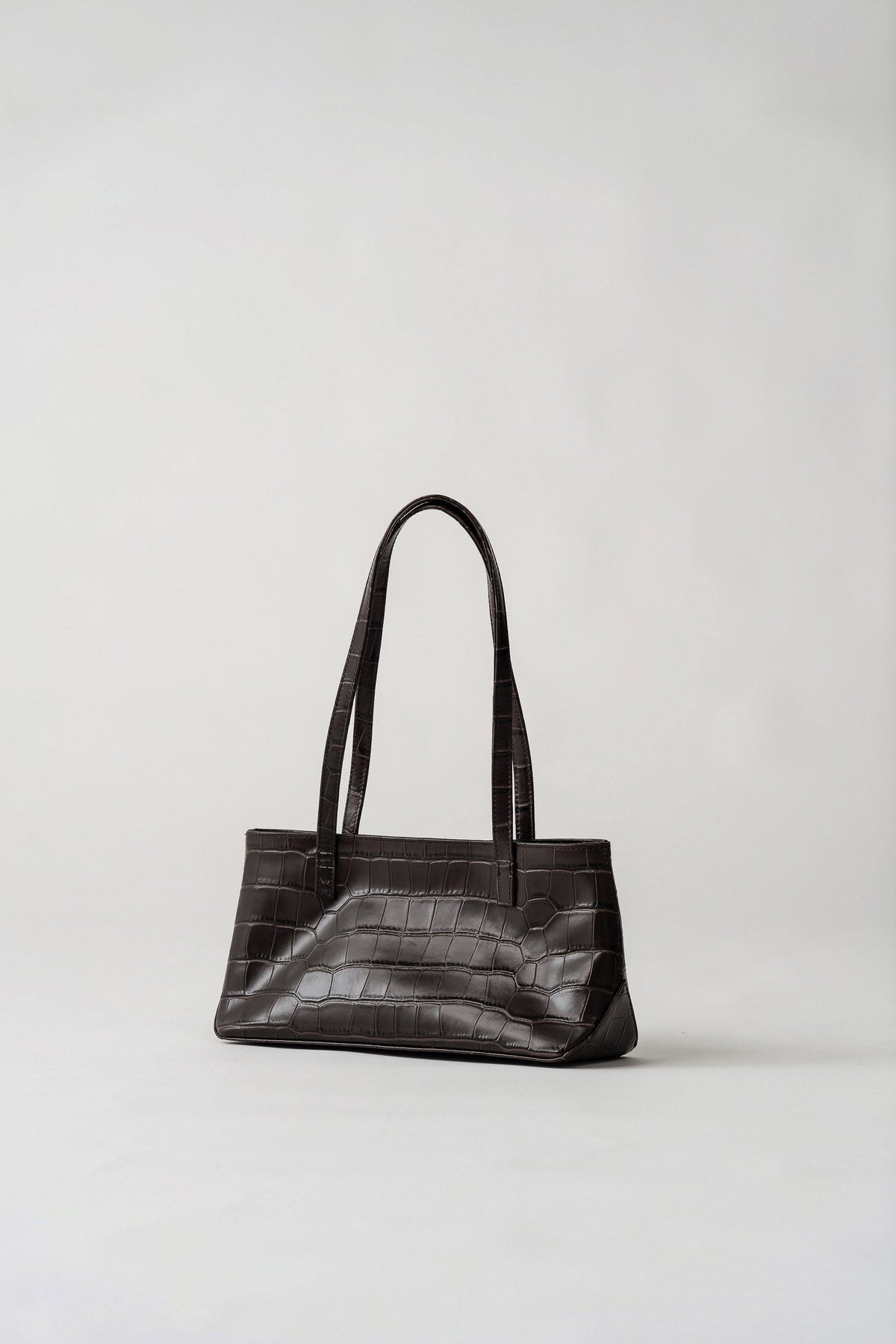 Slim Shoulder Bag - Croc Embossed Coffee