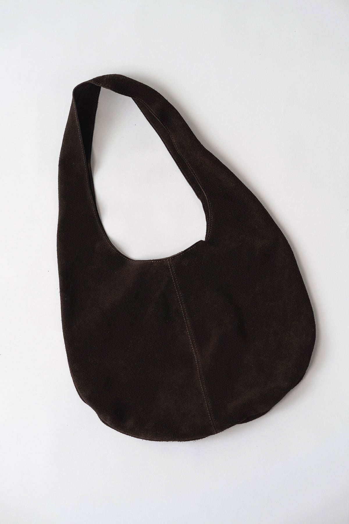 Soft Oval Shoulder Bag - Coffee Suede
