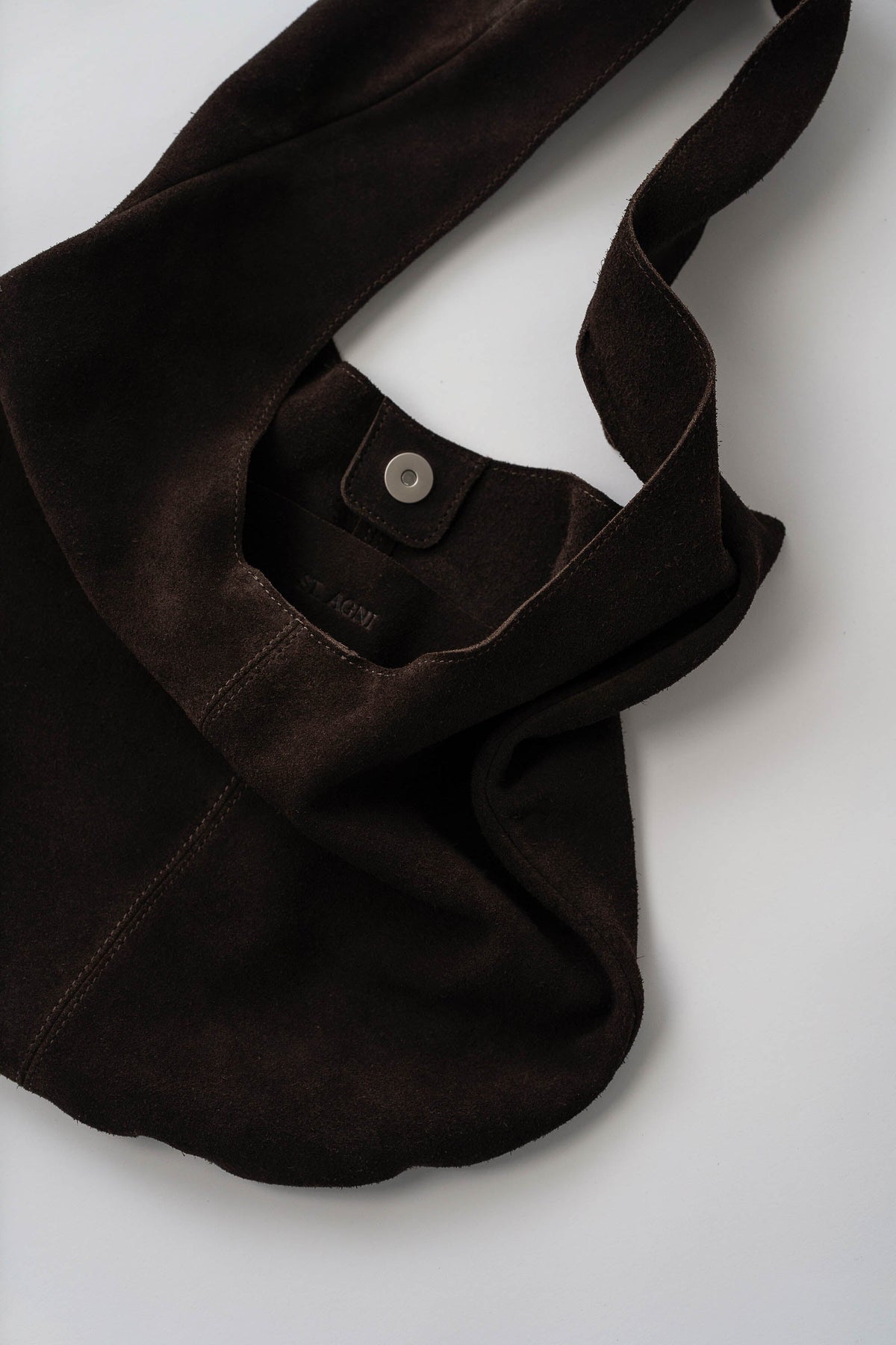 Soft Oval Shoulder Bag - Coffee Suede