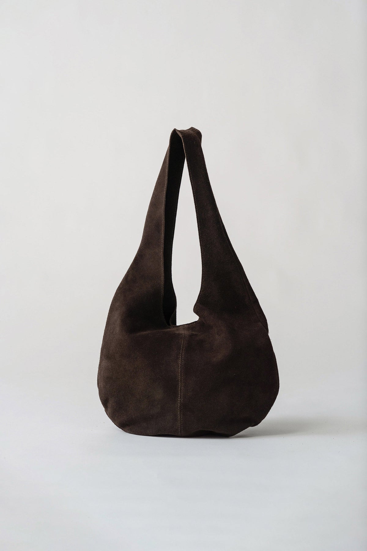 Soft Oval Shoulder Bag - Coffee Suede