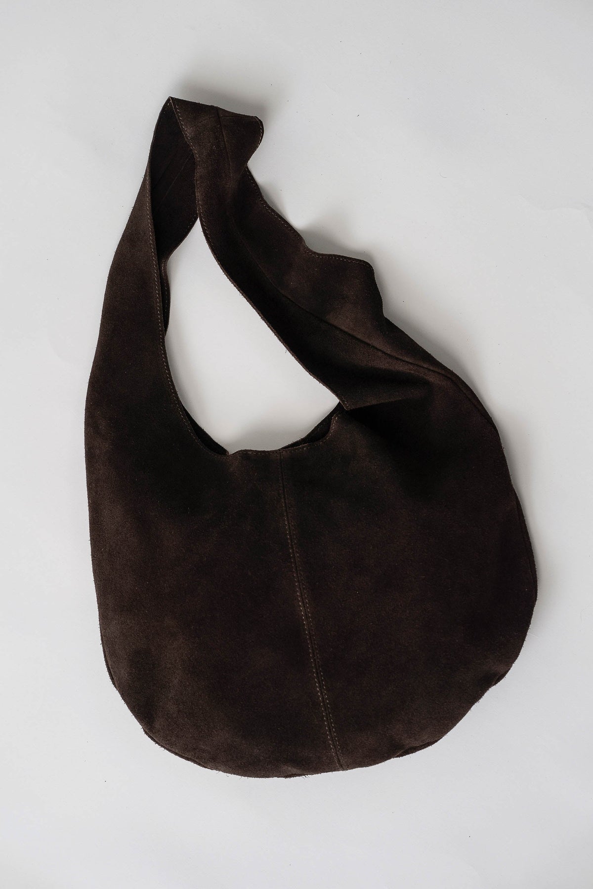 Soft Oval Shoulder Bag - Coffee Suede