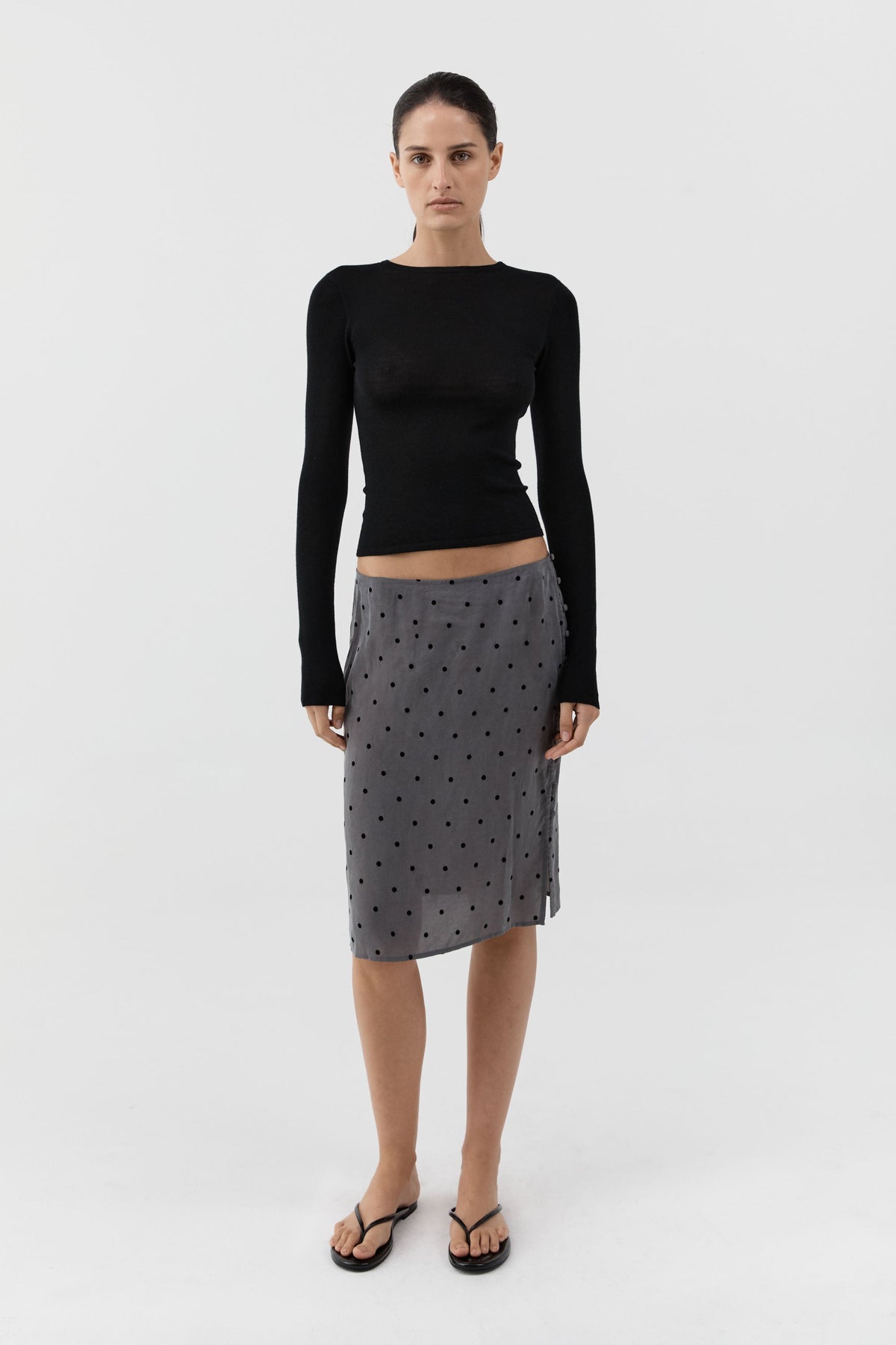Superfine Merino Wool Long Sleeve Top - Black