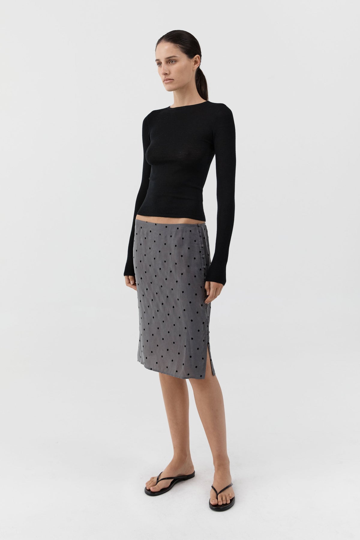 Superfine Merino Wool Long Sleeve Top - Black