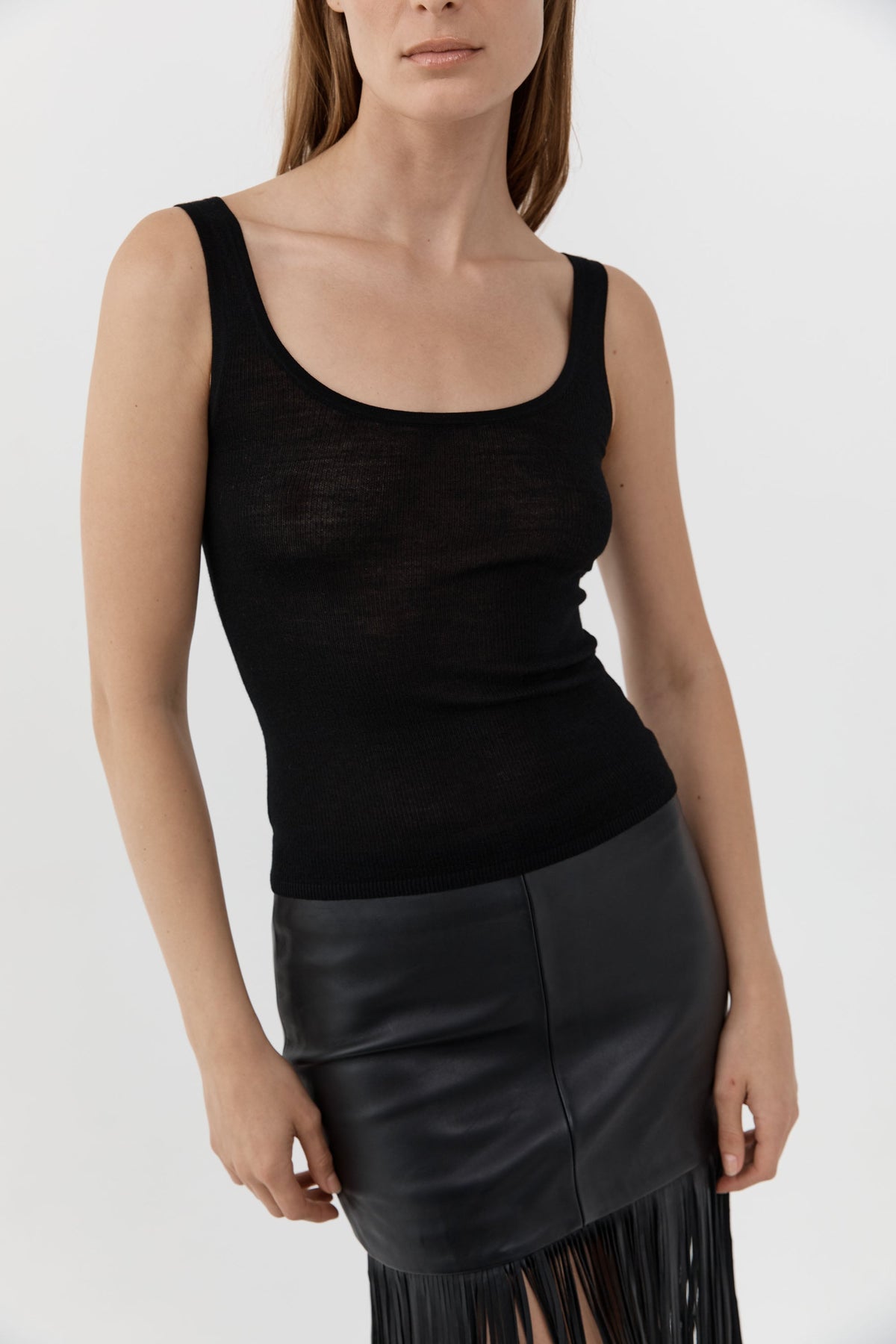 Superfine Merino Wool Tank - Black