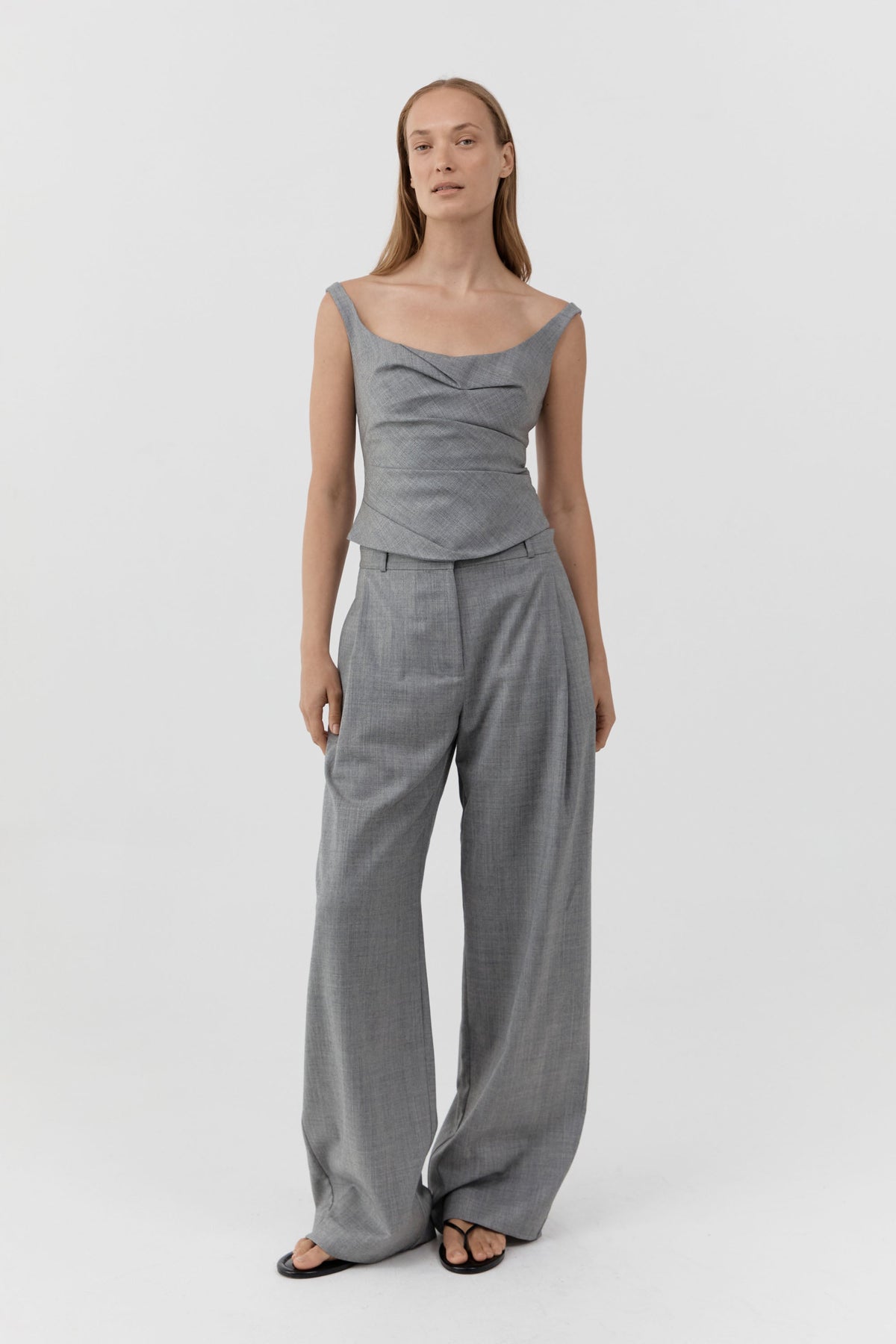 Wool Draped Bodice - Cobblestone