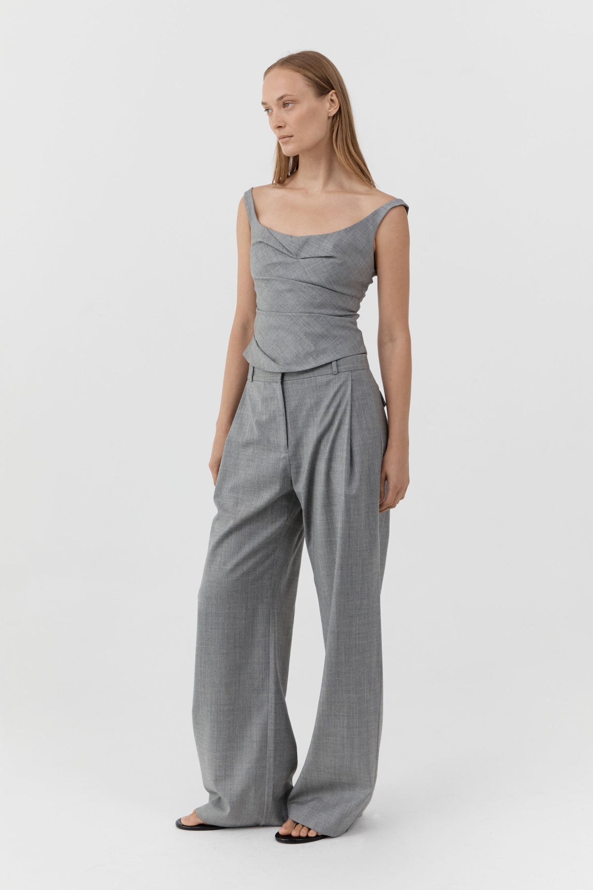 Wool Draped Bodice - Cobblestone