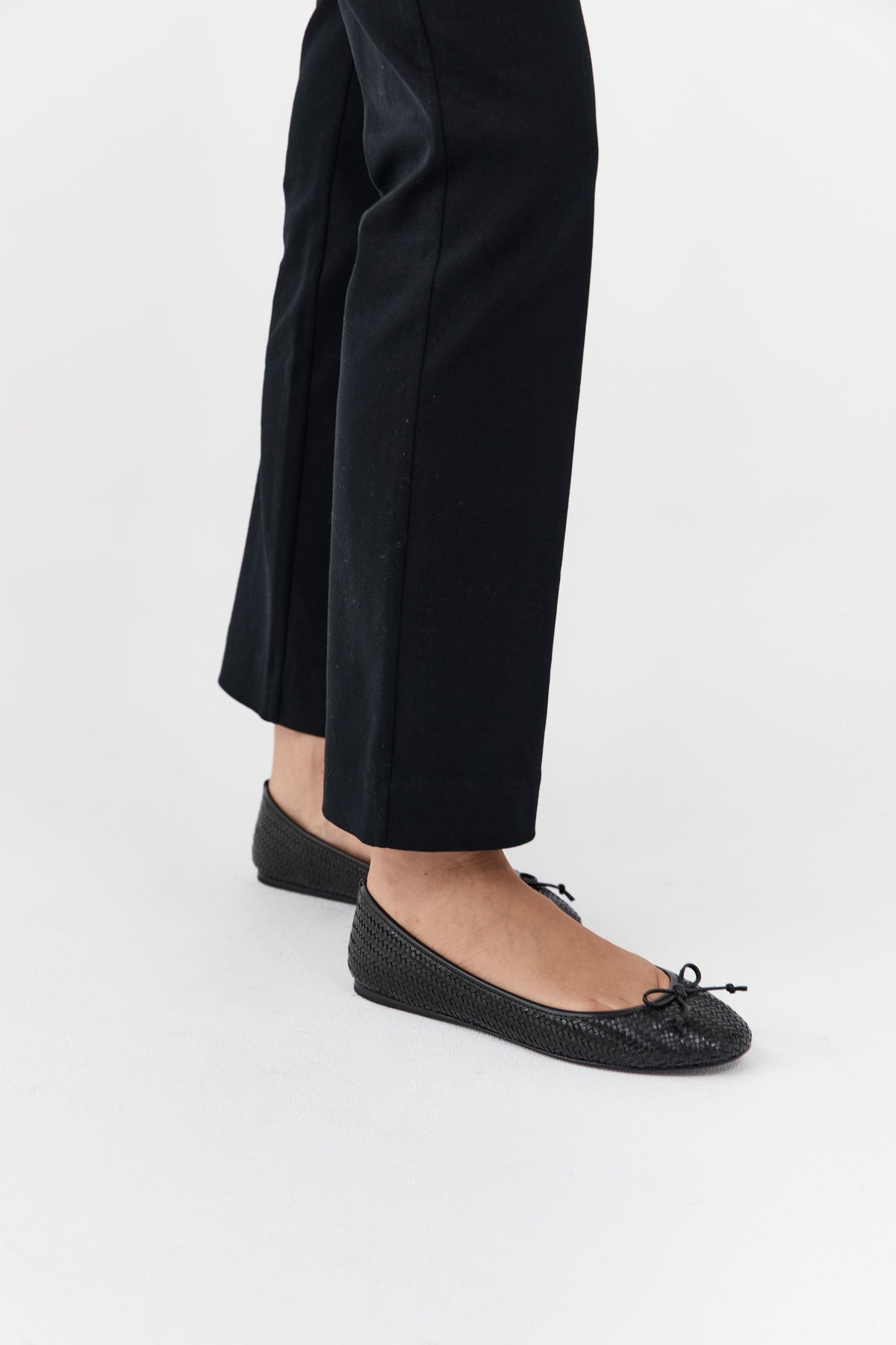 Woven Bow Ballet Flat - Black Woven