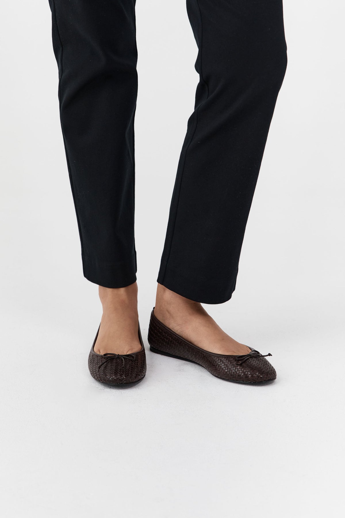 Woven Bow Ballet Flat - Coffee Woven