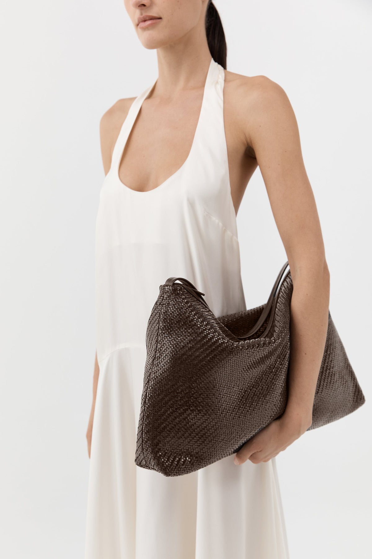 Woven Hobo Bag - Coffee